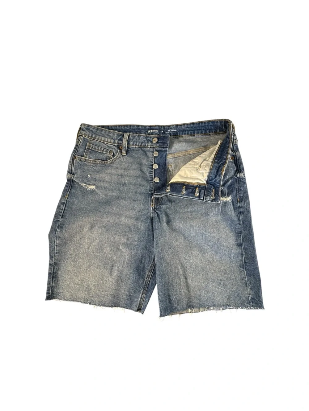 Old Navy OG Loose Jorts Womens 16 High Rise Long Denim Bermuda Shorts NWT